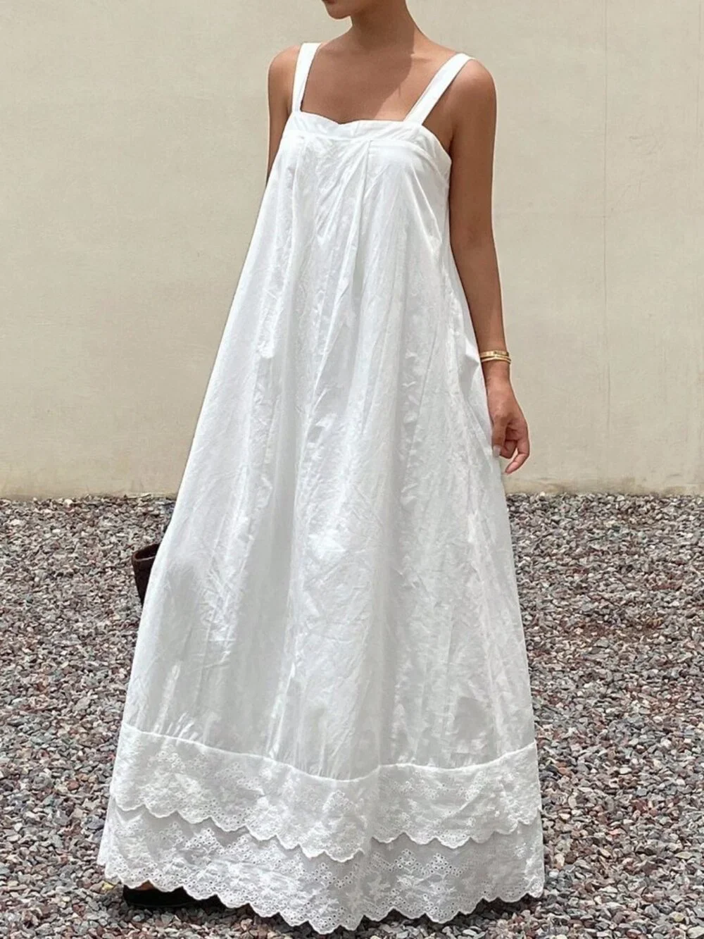 White Casual Women's Loose maxi Dress